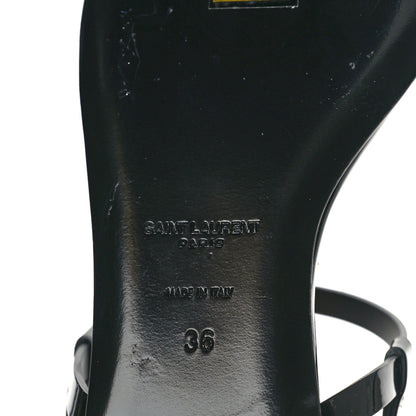 Saint Laurent Patent Calfskin Cassandra Monogram Sandals 36 Black 8 of 10