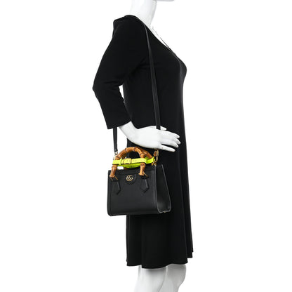 Gucci Wonka Grain Calfskin Mini Diana Tote Bag Black Yellow Fluo 2 of 13