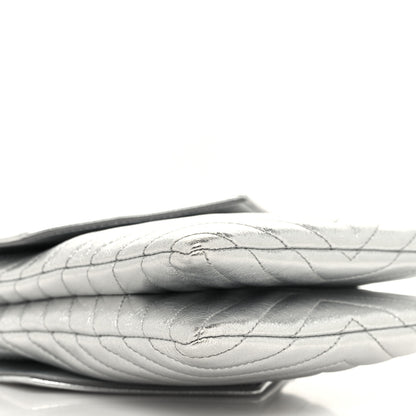 Saint Laurent Metallic Lambskin Quilted Double Flap Bag Silver 9 of 10