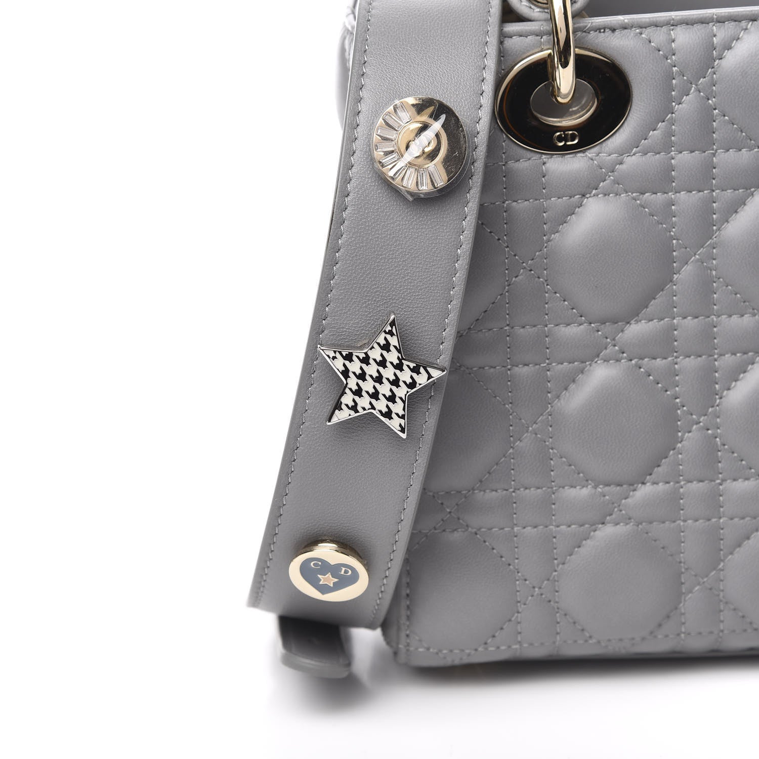 Christian Dior Lambskin Cannage Small Lucky Badges My Lady Dior Grey 12 of 13