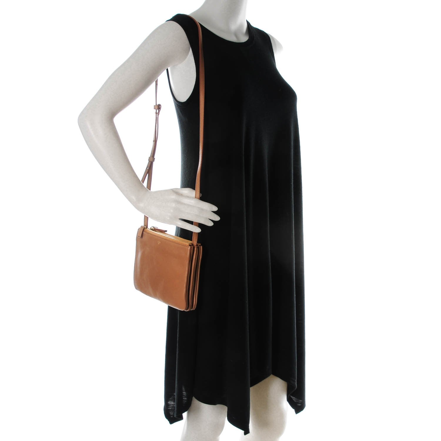 Celine Lambskin Small Trio Crossbody Bag Tan 2 of 8