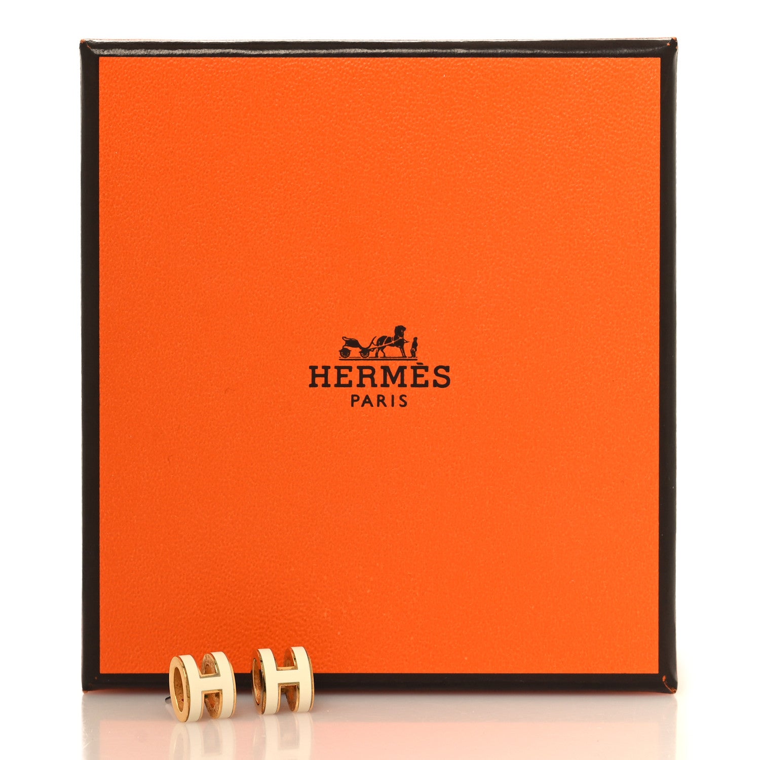 Hermes Gold Lacquered Mini Pop H Earrings White 6 of 6
