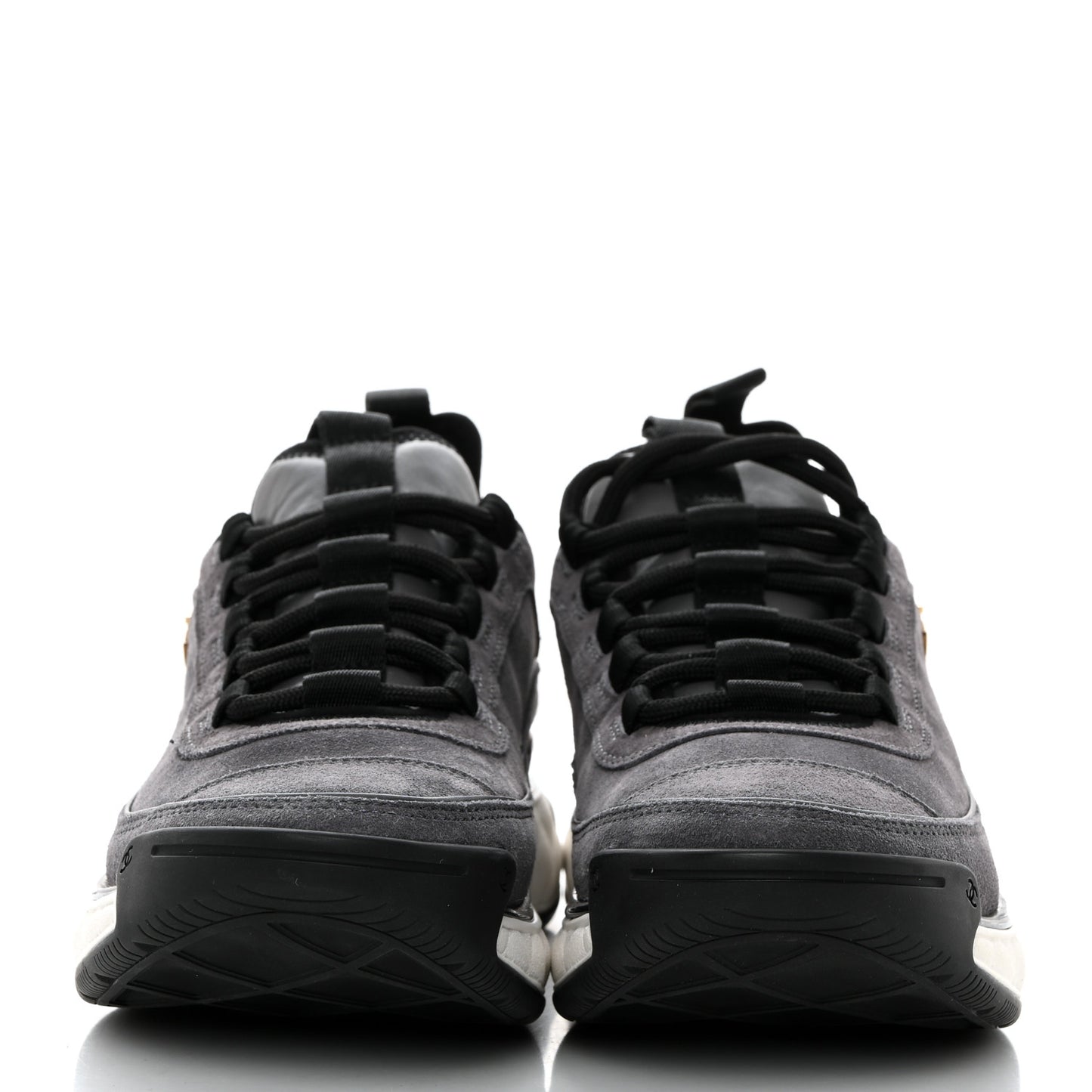 Suede Calfskin Nylon Grosgrain CC Sneakers 37.5 Grey