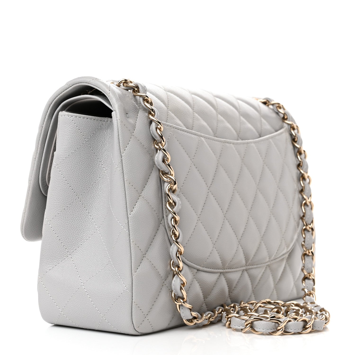 Chanel Caviar Quilted Jumbo Double Flap Grey 3 of 10