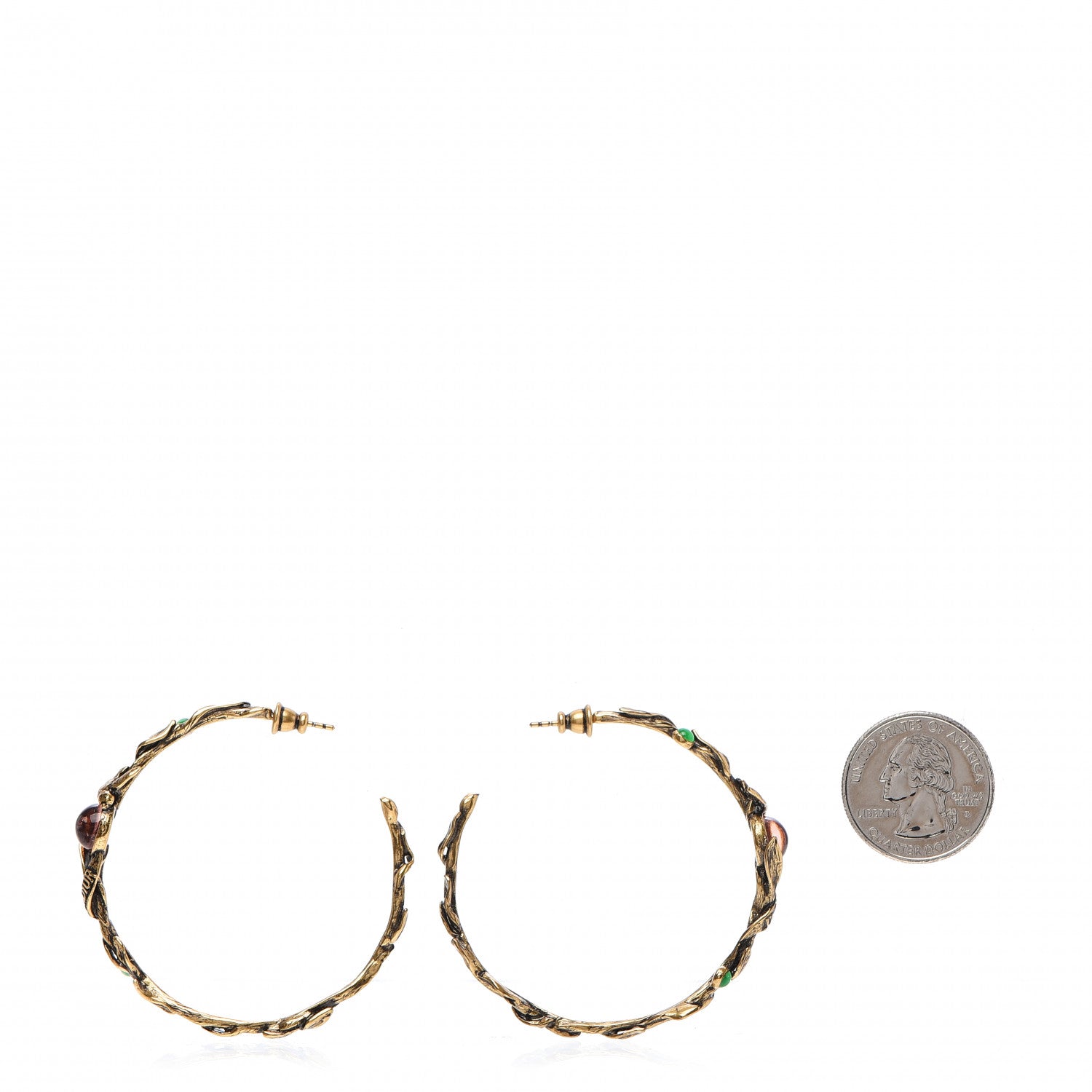 Christian Dior Metal Resin J'Adior Hoop Earring Aged Gold 2 of 5