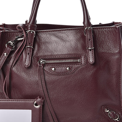 Balenciaga Calfskin Papier Mini A4 Zip Around Tote Rouge Aubergine 12 of 12