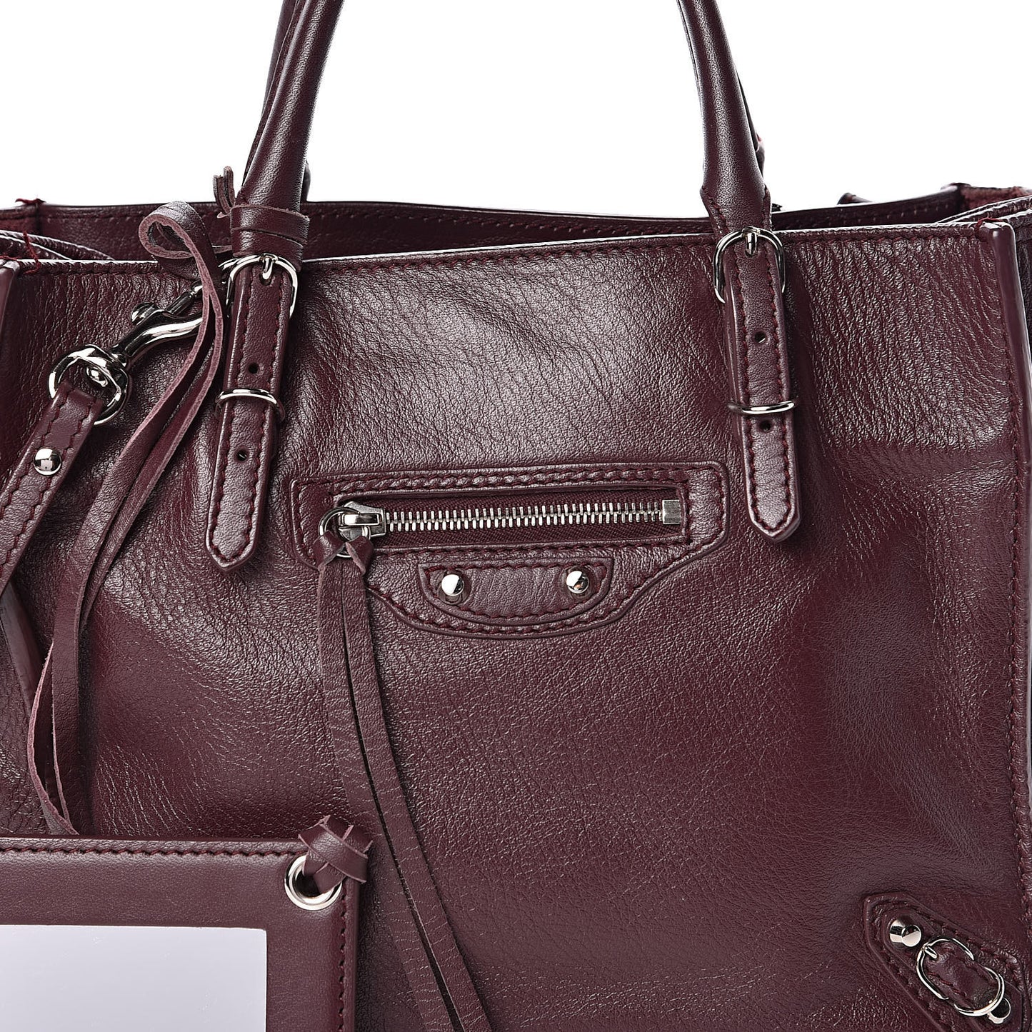Calfskin Papier Mini A4 Zip Around Tote Rouge Aubergine