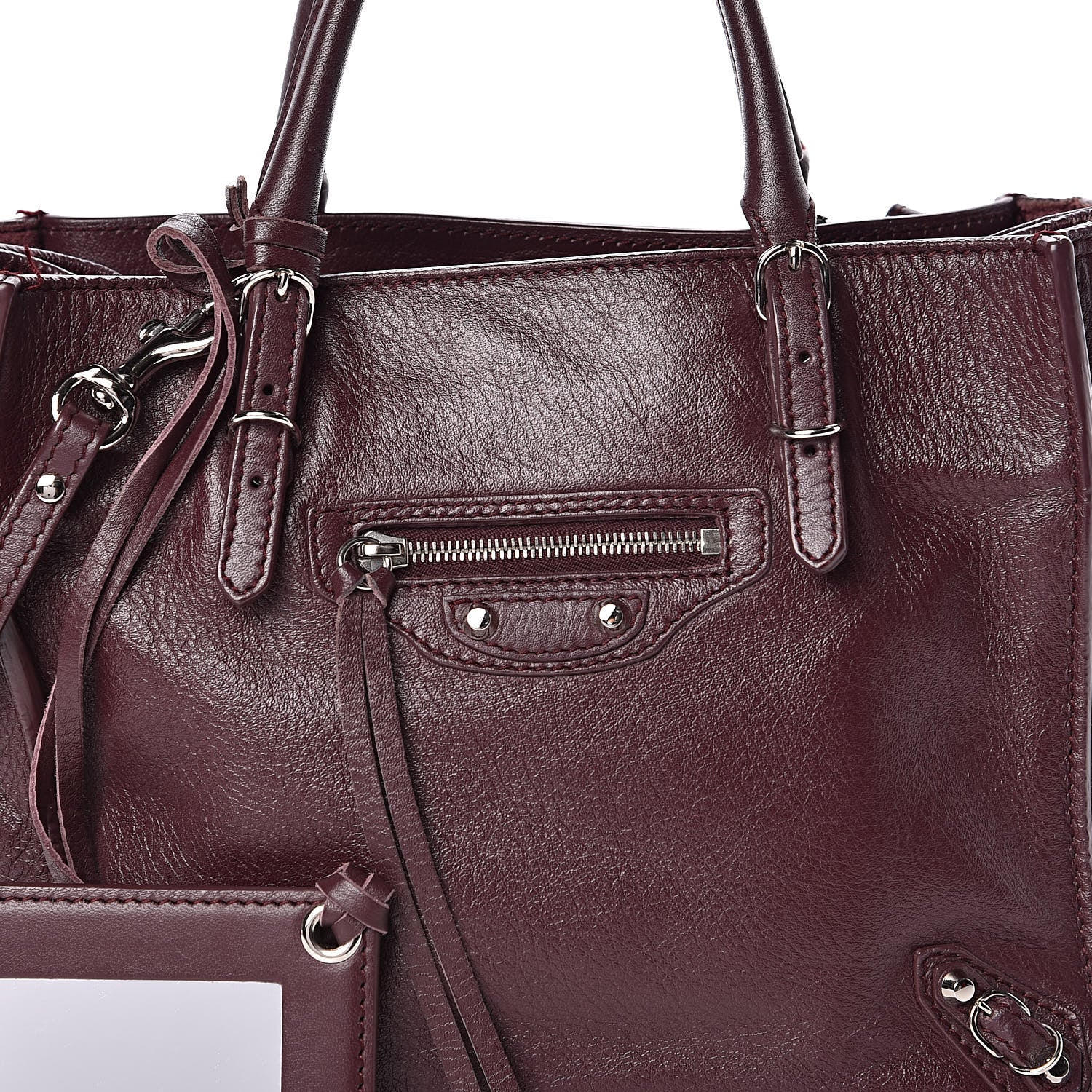 Balenciaga Calfskin Papier Mini A4 Zip Around Tote Rouge Aubergine 12 of 12