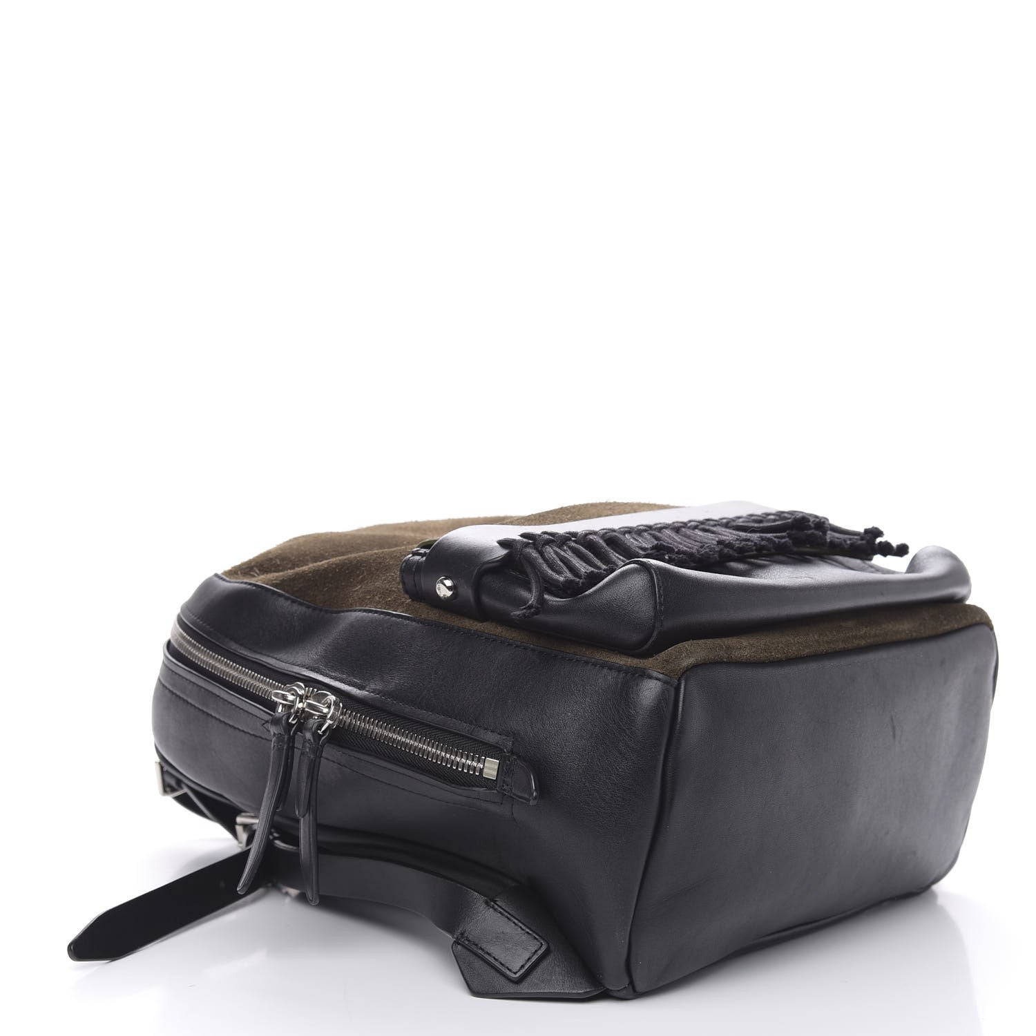3.1 Phillip Lim 3.1 Lambskin Suede Bi-Color Fringe Mini Bianca Backpack Dark Moss Black 3 of 11