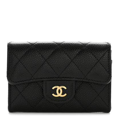 Chanel Caviar Quilted Flap Card Holder Wallet Black 1 of 10