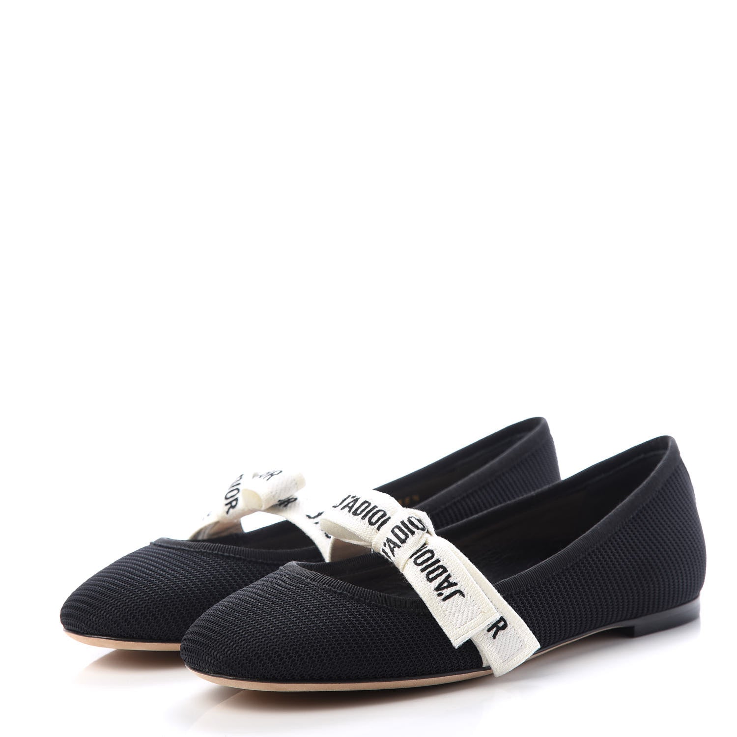 Christian Dior Fabric Ribbon Embroidered J'Adior Ballet Flats 35.5 Black 3 of 11