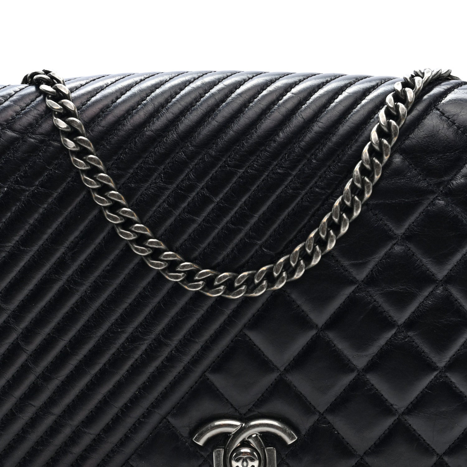 Chanel Glazed Calfskin Quilted Large Coco Boy Flap Black 8 of 10