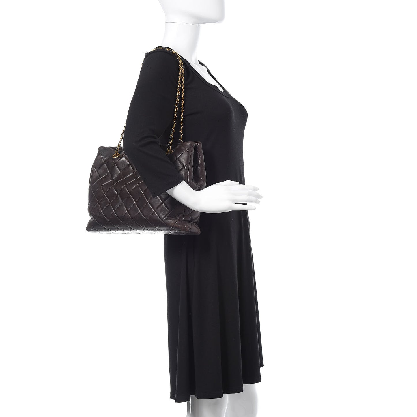 Lambskin Quilted Tote Brown