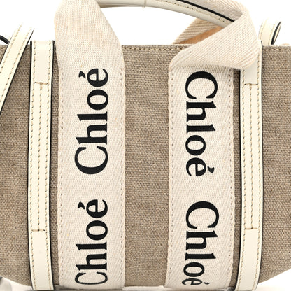 Chloe Cotton Calfskin Mini Woody Ribbon Tote White Light Brown 8 of 10
