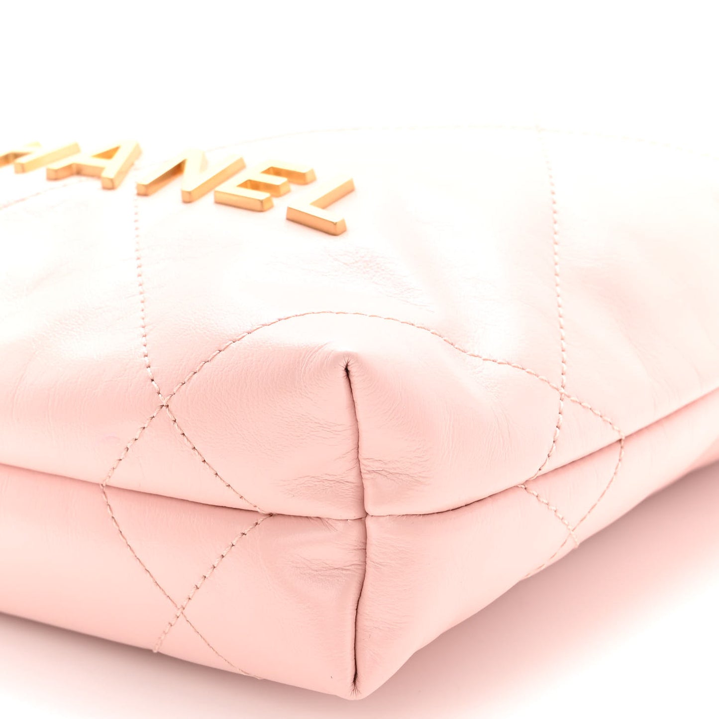 Shiny Calfskin Quilted Mini Chanel 22 Rose Clair