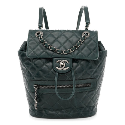 Chanel Glazed Calfskin Quilted Small Salzburg Mountain Backpack Dark Green 1 of 14