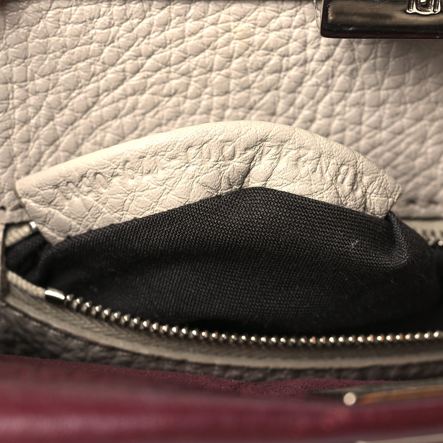 Cuoio Romano Selleria Bi-Color Mini Peekaboo Iconic Satchel Bordeaux Grigio Polvere