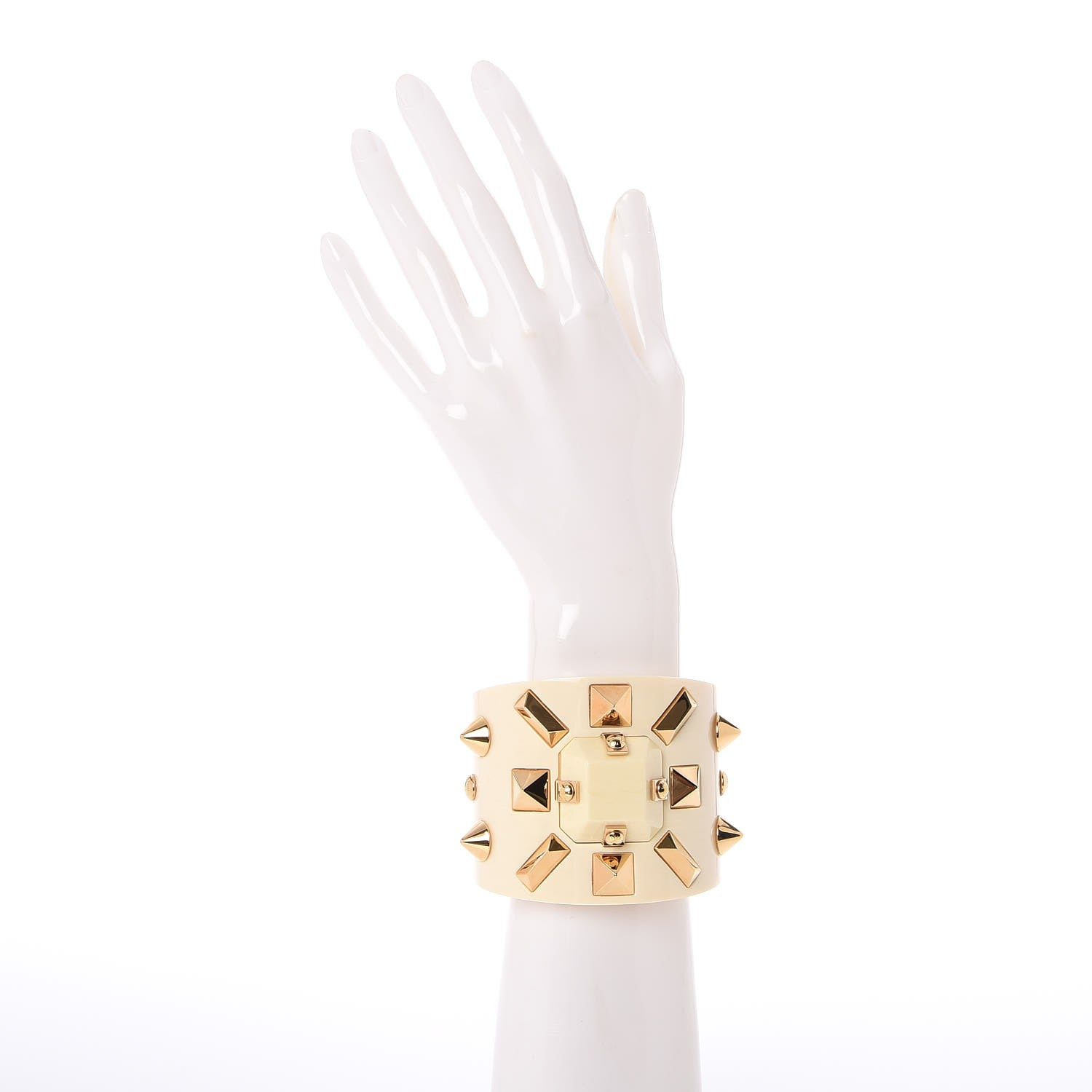 Louis Vuitton Resin Studded Runway Wide Cuff Ivory 2 of 4