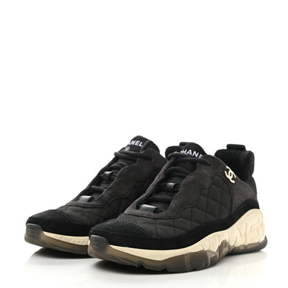 Chanel Mesh Suede Calfskin Quilted Sneakers 35 Black Dark Grey 3 of 9