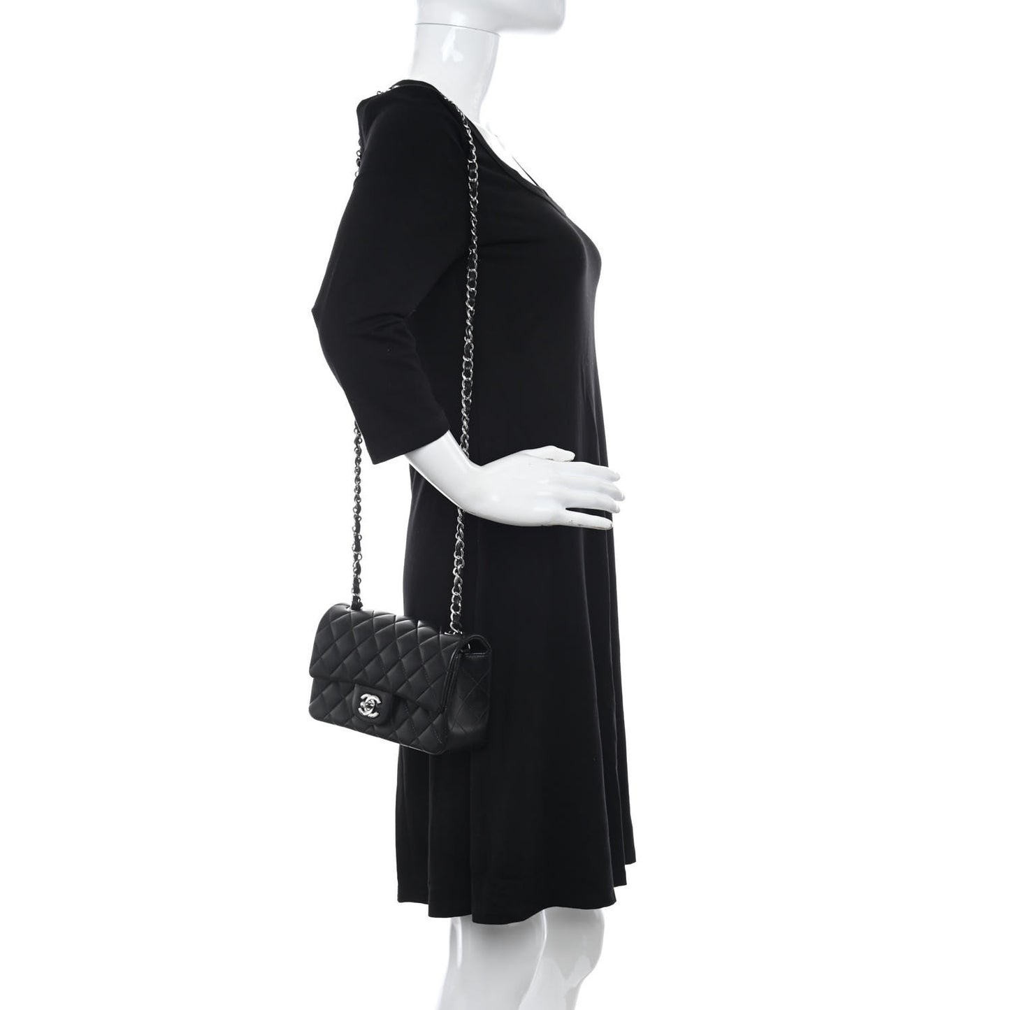 Lambskin Quilted Mini Rectangular Flap Black