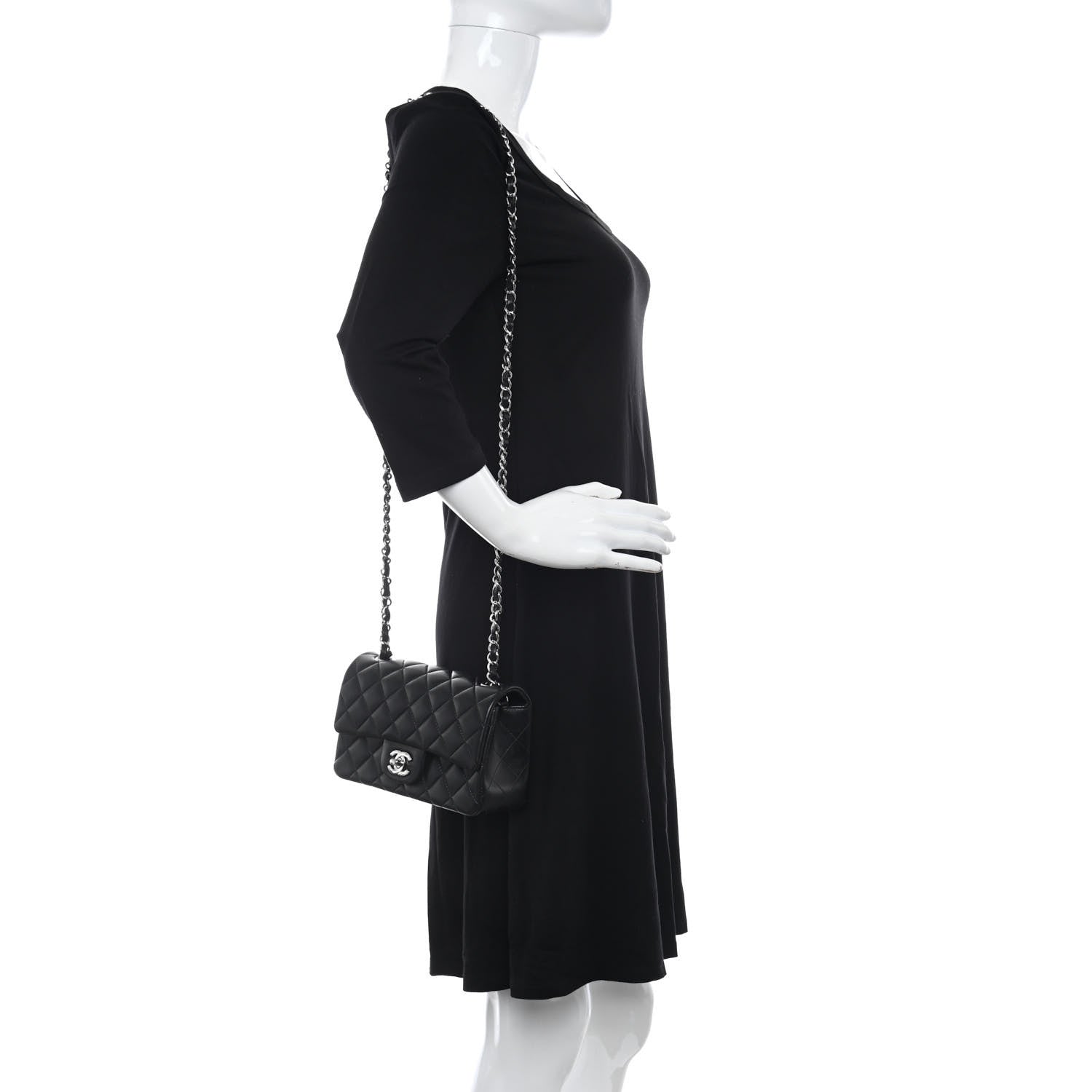 Chanel Lambskin Quilted Mini Rectangular Flap Black 2 of 10