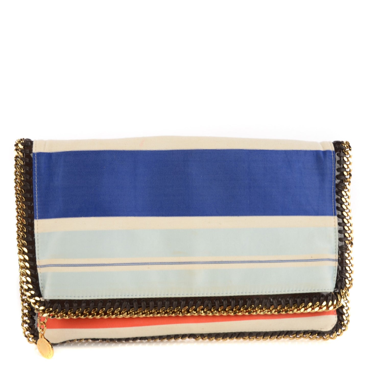 Silk Striped Falabella Fold Over Clutch Multicolor