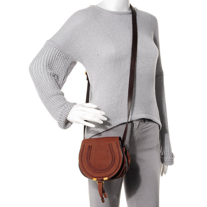 Chloe Nubuck Calfskin Mini Marcie Round Crossbody Bag Oak 2 of 8