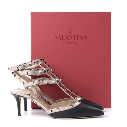 Valentino Garavani Calfskin Nappa Rockstud Ankle Strap 65mm Pumps 40 Black Poudre 12 of 12