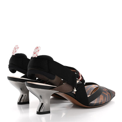 Fendi Technical Mesh FF Colibri 55mm Slingback Pumps 36 Tobacco Moro 5 of 15