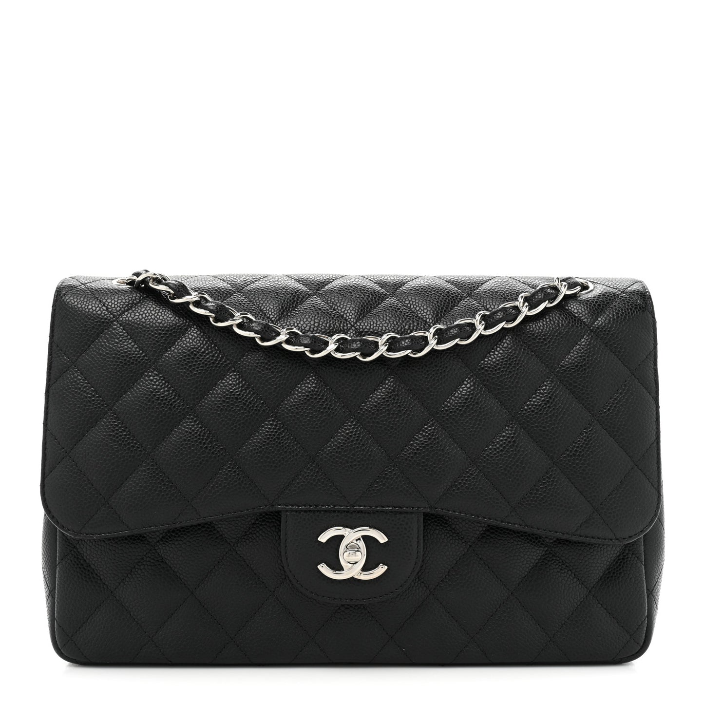 Caviar Quilted Jumbo Double Flap Black