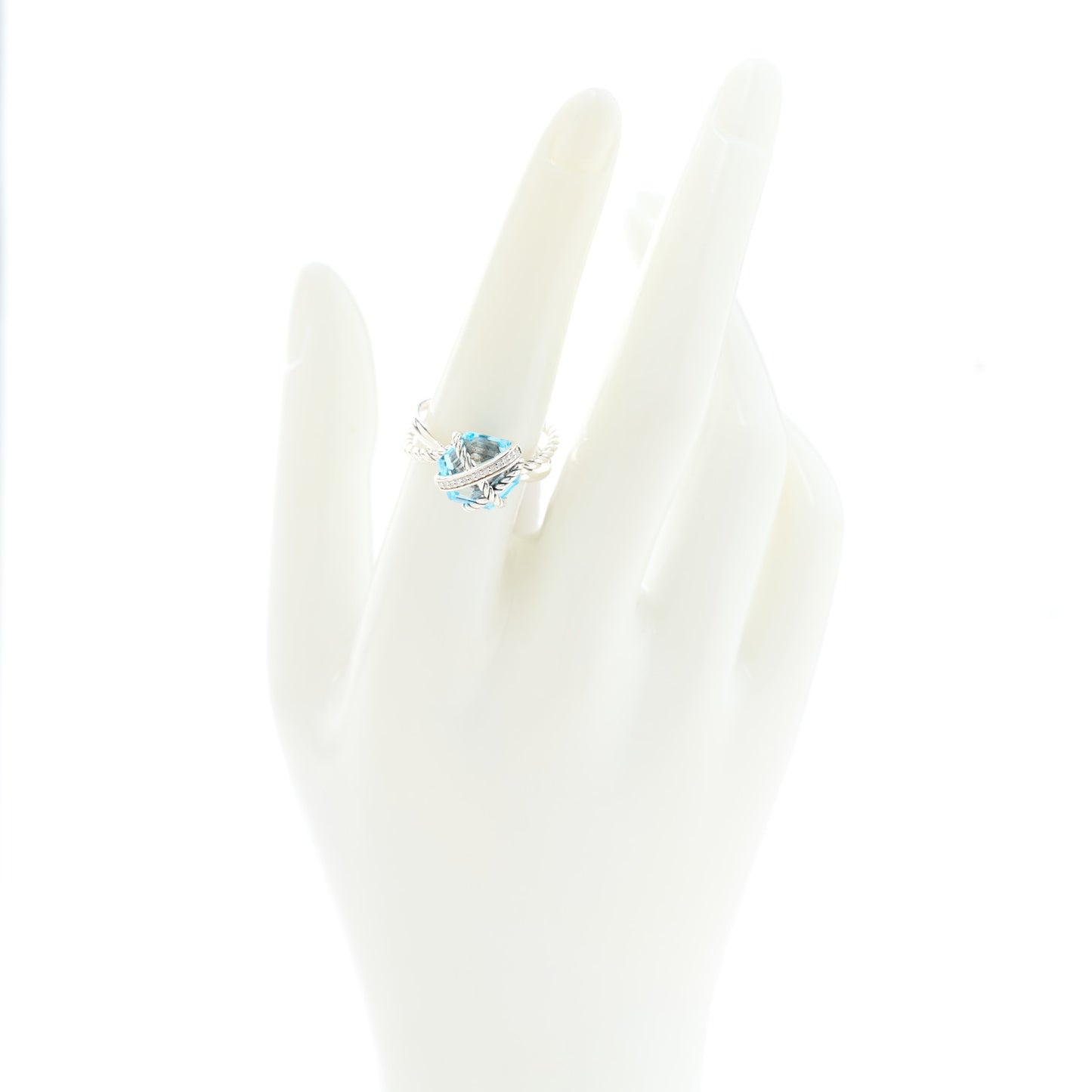 Sterling Silver Diamond Blue Topaz 10mm Cable Wrap Ring 54 7