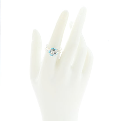 David Yurman Sterling Silver Diamond Blue Topaz 10mm Cable Wrap Ring 54 7 2 of 5