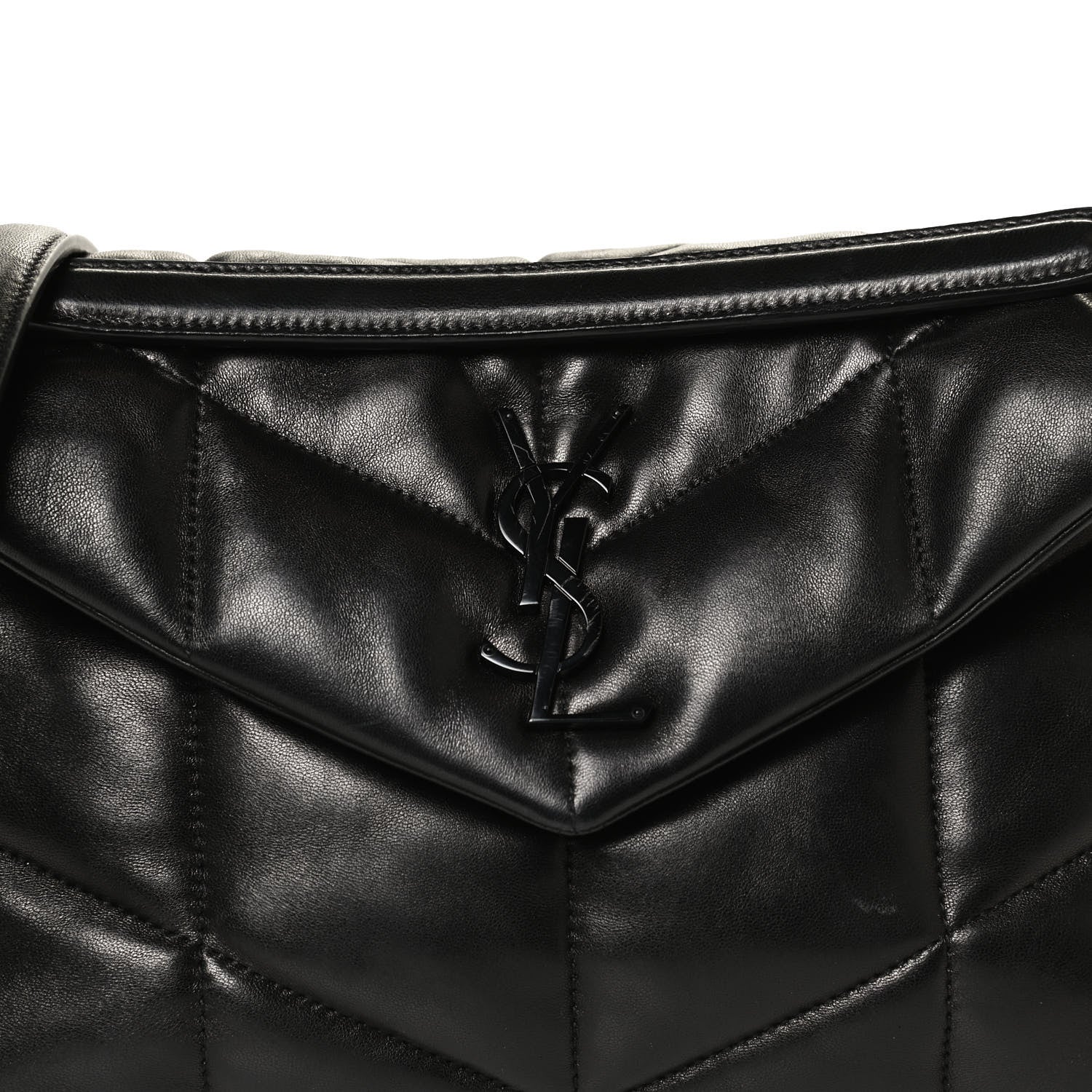 Saint Laurent Lambskin Quilted Small Loulou Puffer Monogram Chain Satchel Black 9 of 11