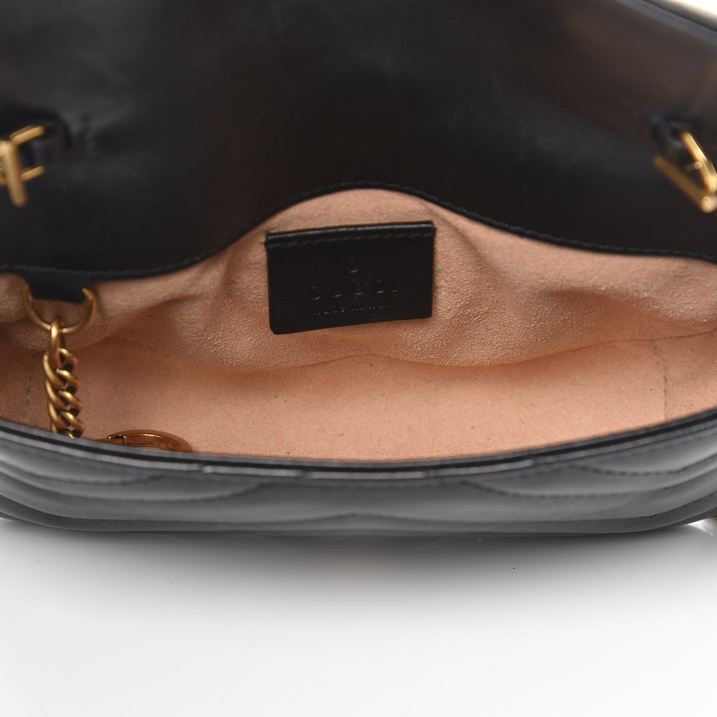 Calfskin Matelasse Super Mini GG Marmont Shoulder Bag Black