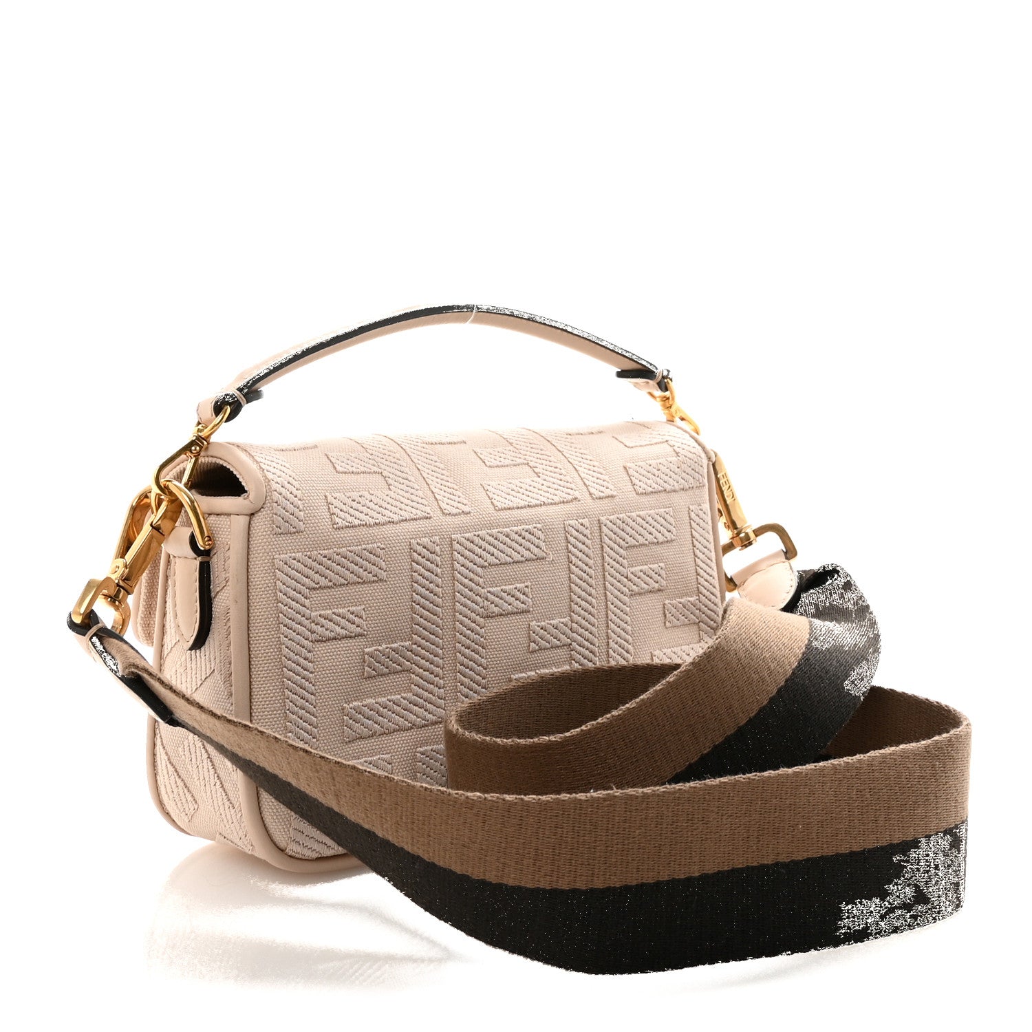 Fendi Canvas Vitello King Bi-Color Strap FF Embroidered Mini