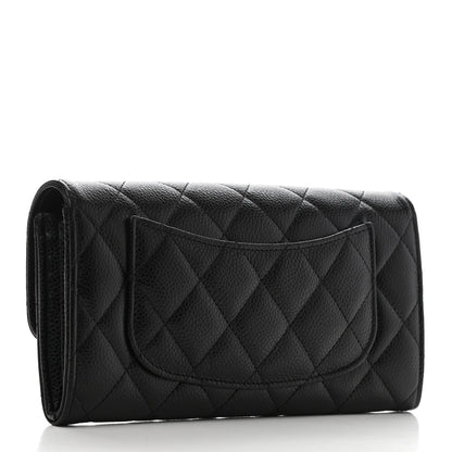 Chanel Caviar Quilted Large Gusset Flap Wallet Black 3 of 9
