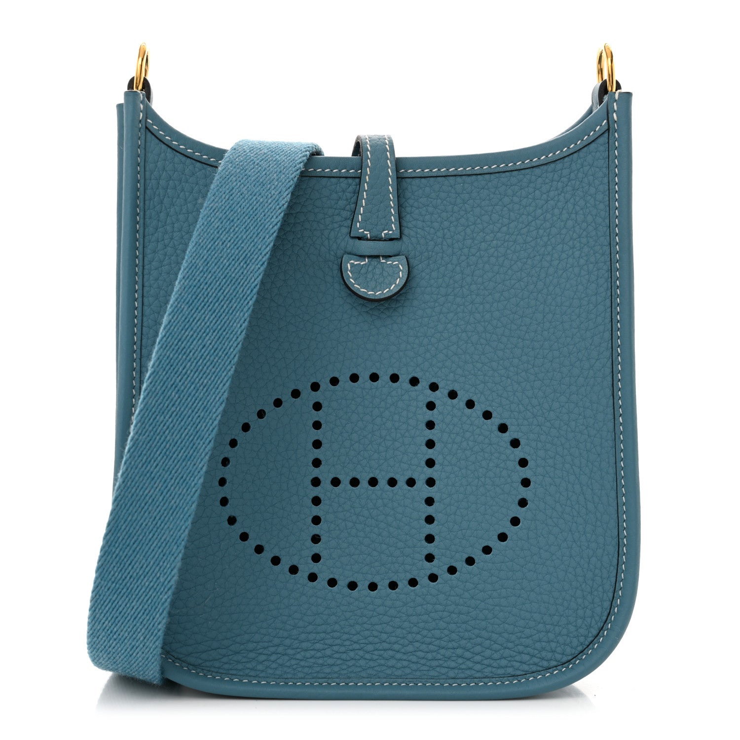Hermes Taurillon Clemence Evelyne TPM New Blue Jean 1 of 11
