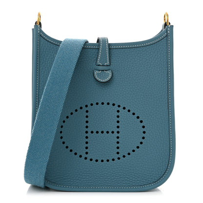 Hermes Taurillon Clemence Evelyne TPM New Blue Jean 1 of 11