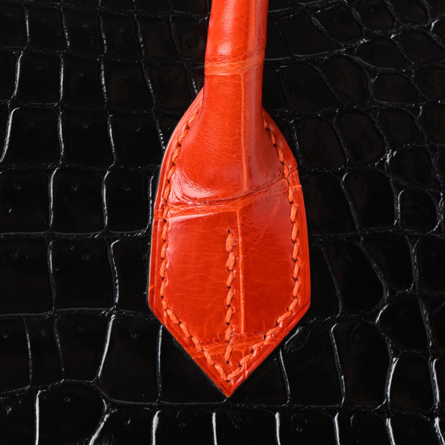 Shiny Porosus Crocodile Birkin 35 Black Orange