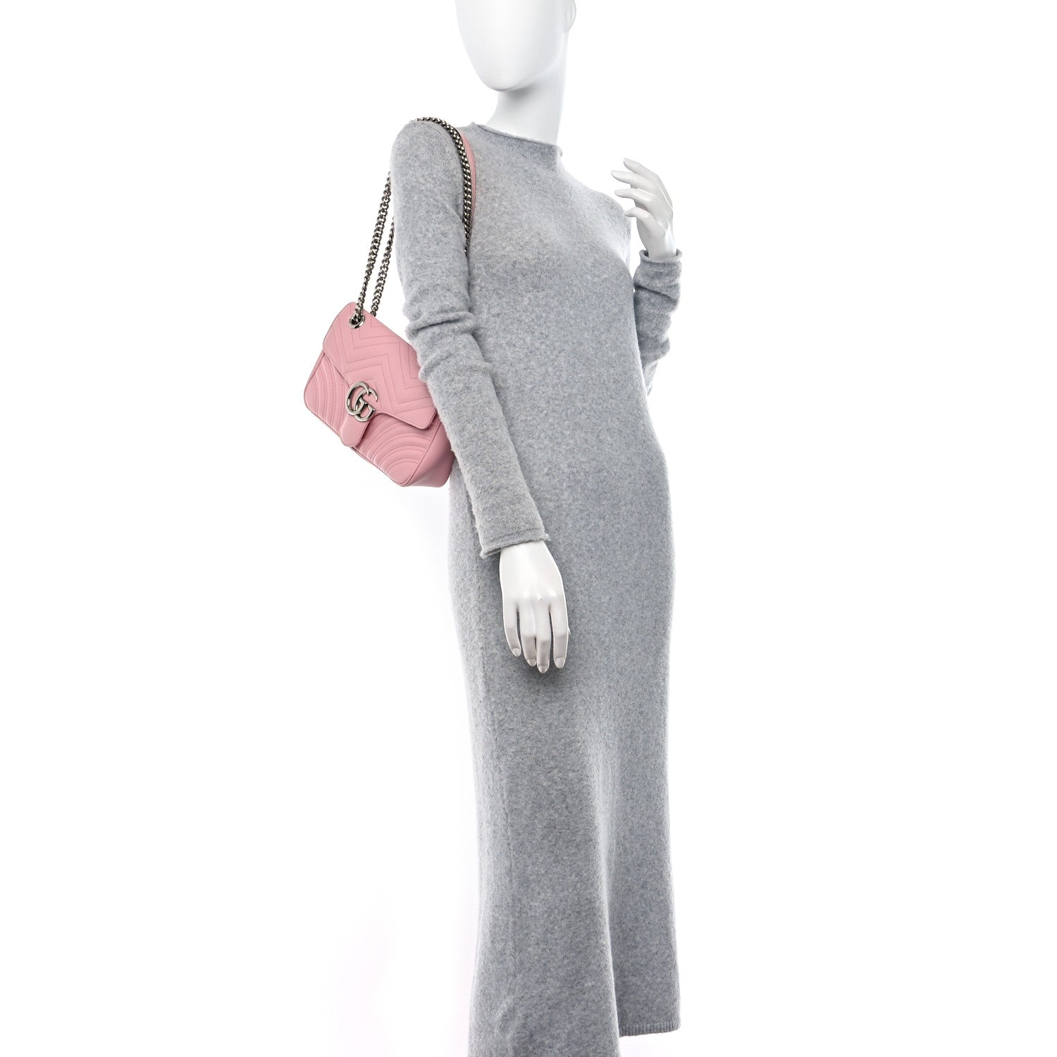 Gucci Calfskin Matelasse Small GG Marmont Shoulder Bag Wild Rose 2 of 11