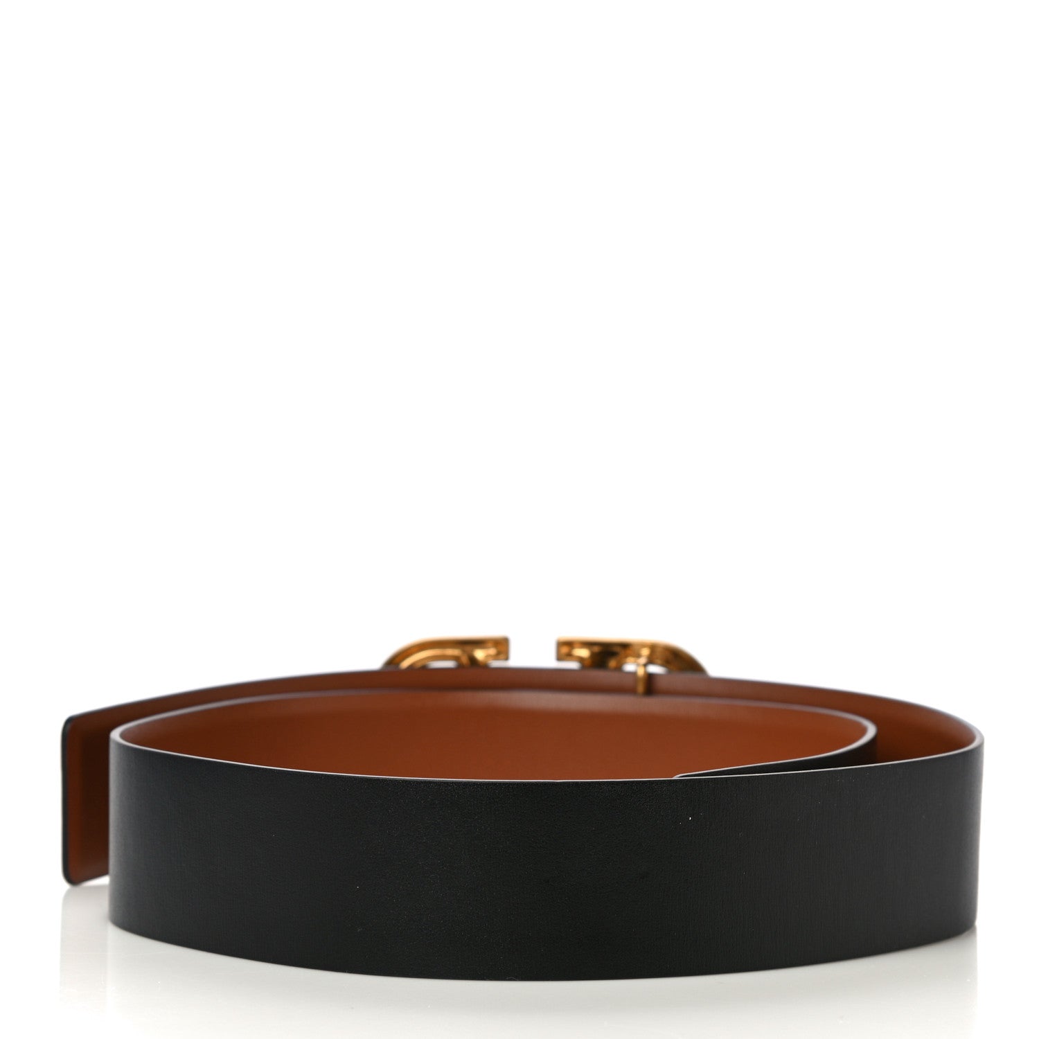 Valentino Garavani Glossy Calfskin VLogo Reversible Belt 75 30 Black Brown 3 of 9