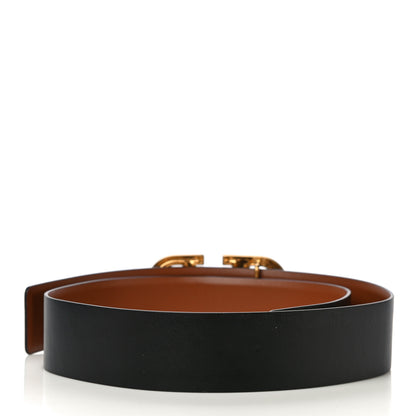 Valentino Garavani Glossy Calfskin VLogo Reversible Belt 75 30 Black Brown 3 of 9