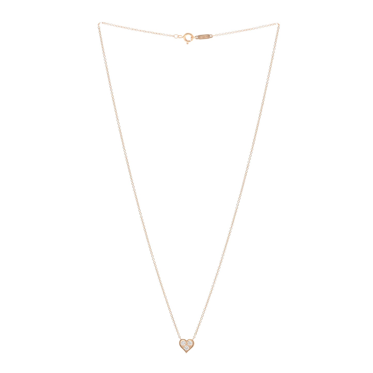 18K Rose Gold Diamond Heart Pendant Necklace