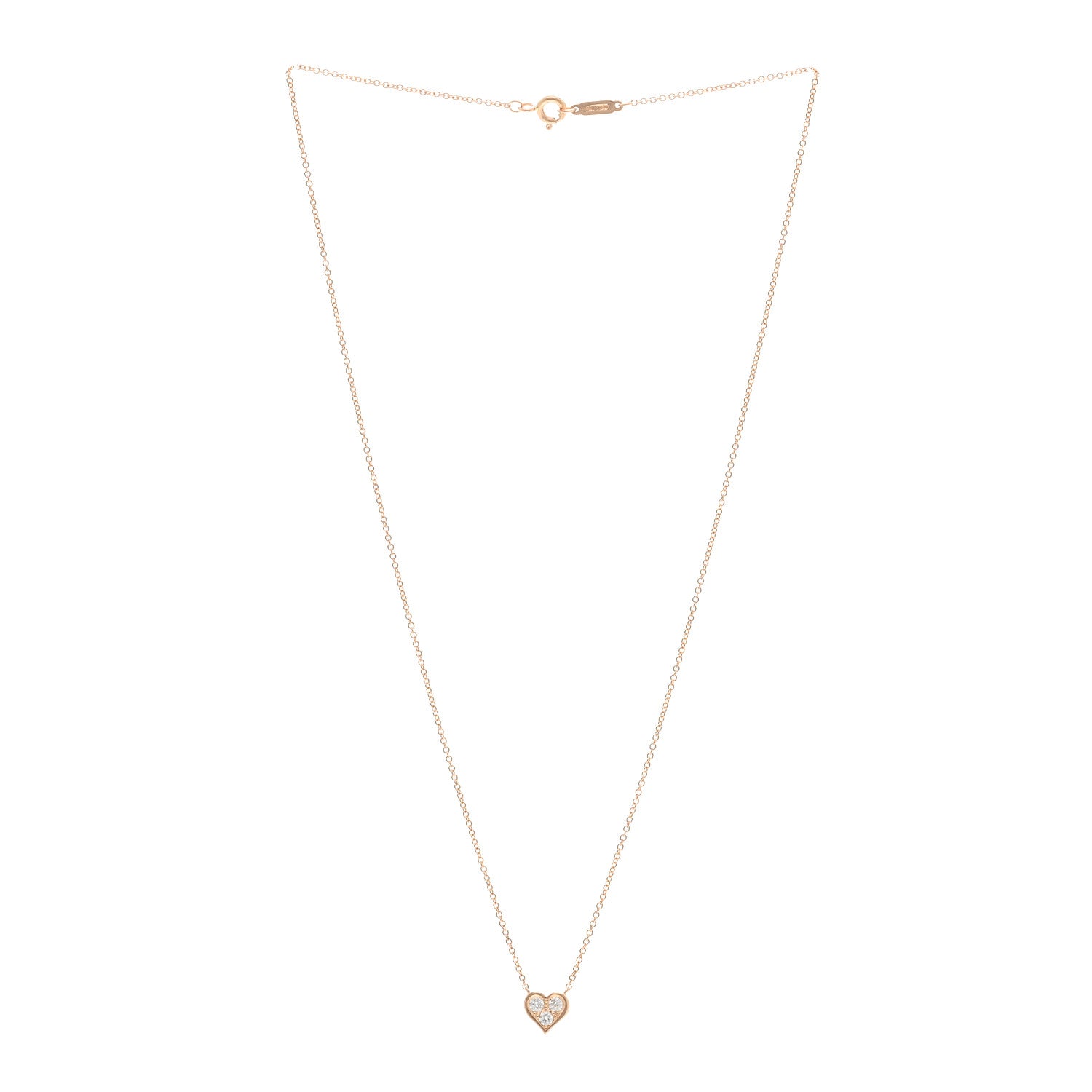 Tiffany 18K Rose Gold Diamond Heart Pendant Necklace 3 of 4