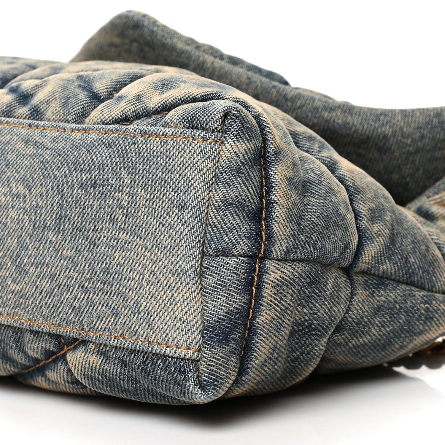 Saint Laurent Denim Quilted Toy Loulou Puffer Monogram Chain Satchel Blue Black 10 of 10