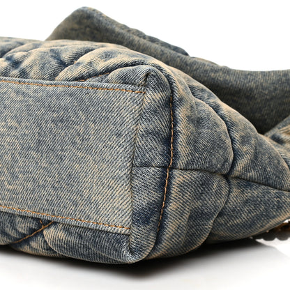 Saint Laurent Denim Quilted Toy Loulou Puffer Monogram Chain Satchel Blue Black 10 of 10