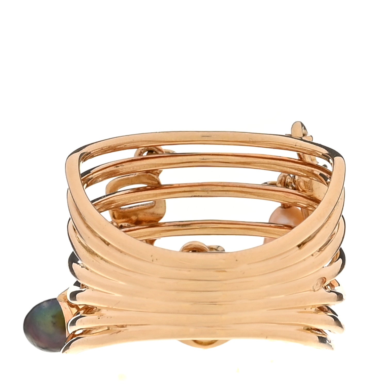 Louis Vuitton 18K Yellow Gold Cultured Pearl Monogram Charm Ring 58 8.25 3 of 4