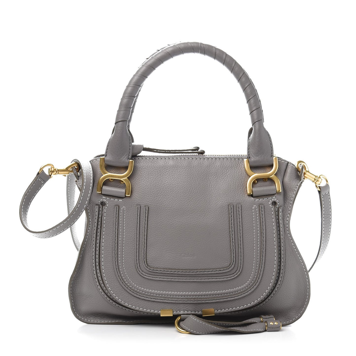 Calfskin Small Marcie Satchel Cashmere Grey
