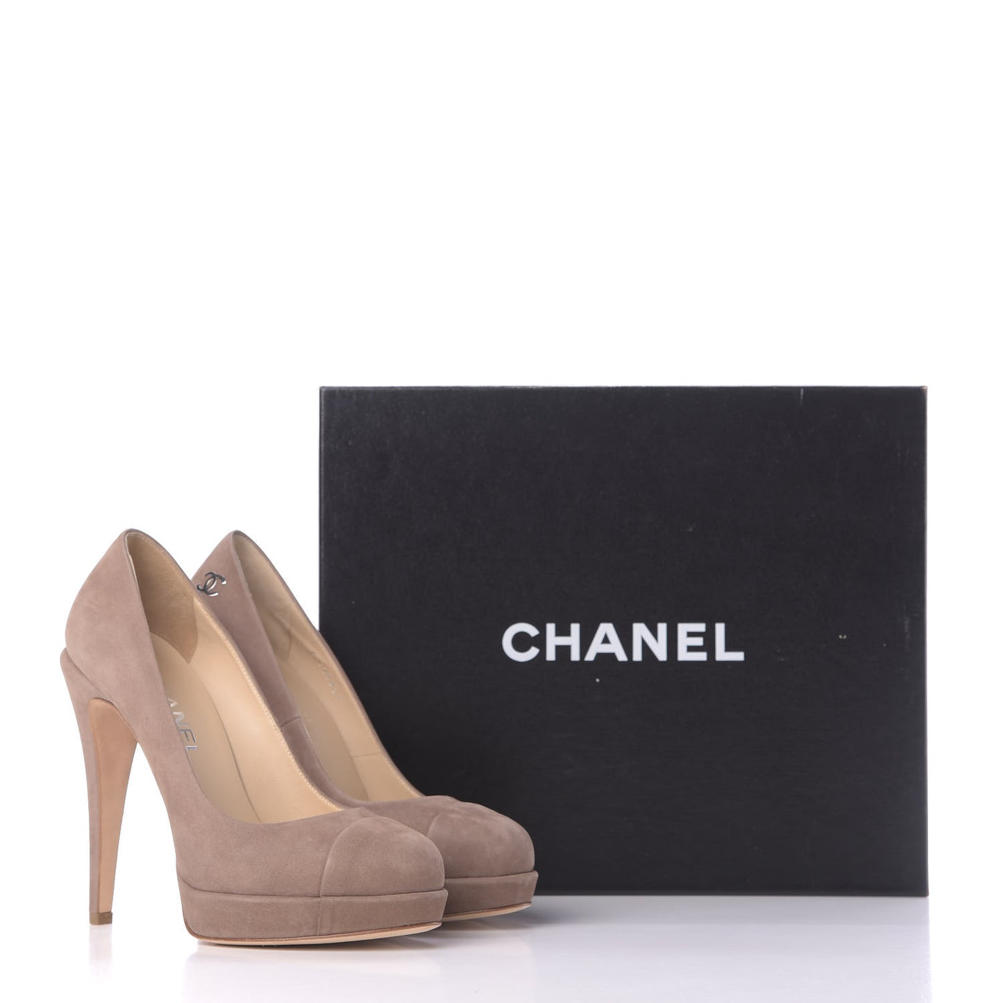 Suede CC Cap Toe Pumps 37.5 Beige