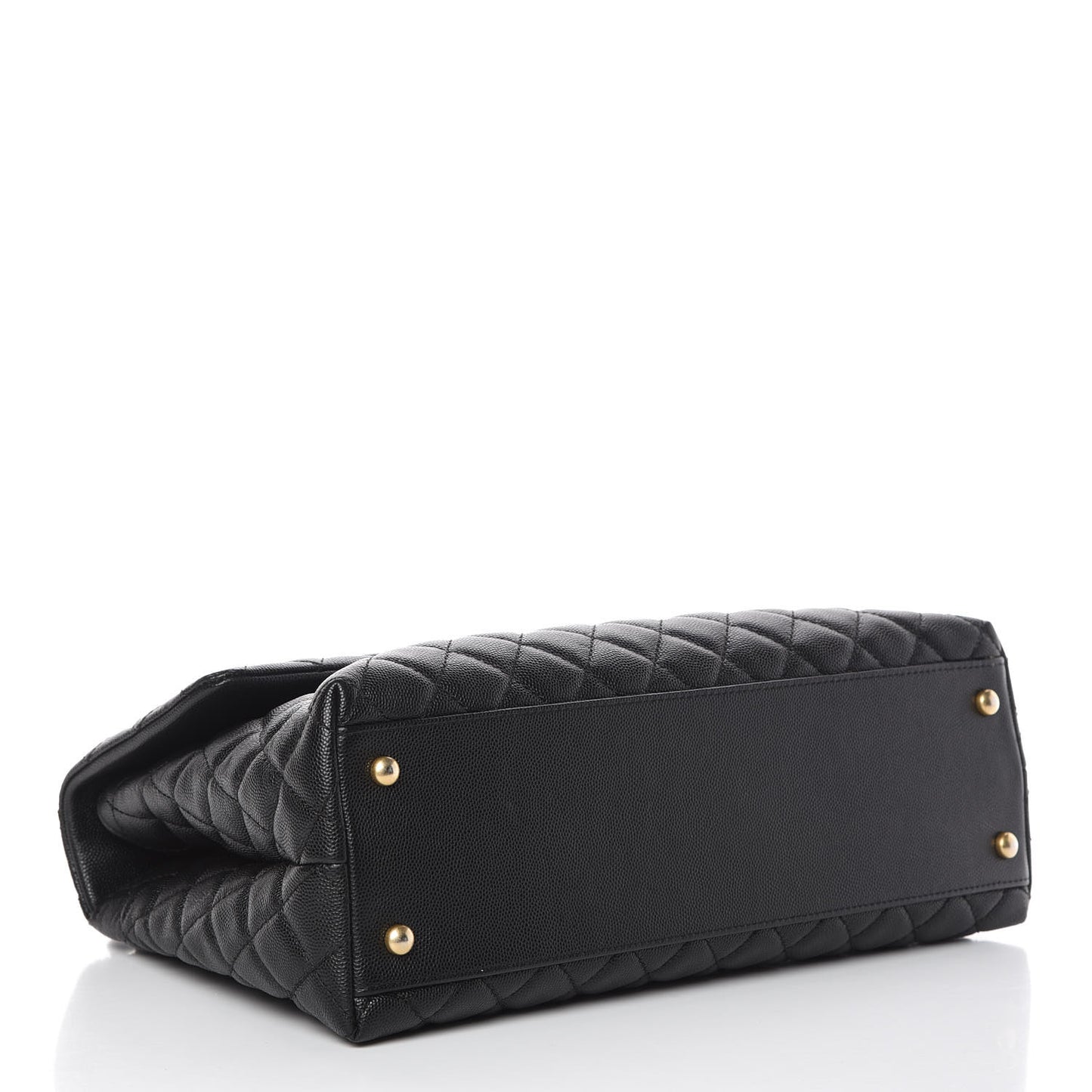 Caviar Lizard Quilted Medium Coco Handle Flap Black